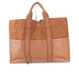 Hermès-Sac à main en coton marron Hermes-Marron
