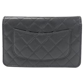 Chanel-Chanel Timeless Classic Chain Wallet-Black,Dark red