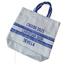 Bolsa Tote Dior de algodão branco e azul Branco Azul