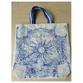 Dior-Dior canvas tote bag-White,Blue