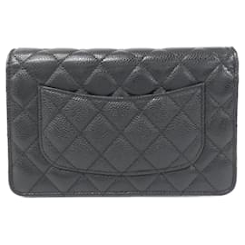 Chanel-Chanel Timeless Classic Chain Wallet-Black,Dark red