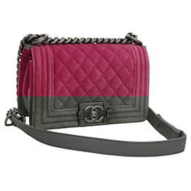 Chanel-CHANEL Chain Boy Chanel Matelasse Shoulder Bag Velor Pink CC Auth BA245-Pink