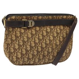Borsa a spalla in tela Trotter Christian Dior marrone oro Auth bs22491 Marrone D'oro