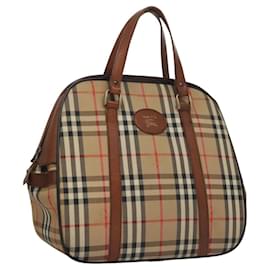 Autre Marque-Burberrys Nova Check Hand Bag Canvas Beige Auth SW011-Beige