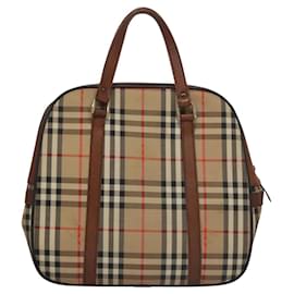 Autre Marque-Burberrys Nova Check Hand Bag Canvas Beige Auth SW011-Beige
