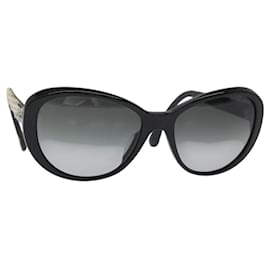 Chanel-CHANEL Tweed Sunglasses Plastic Black CC Auth bs22164-Black
