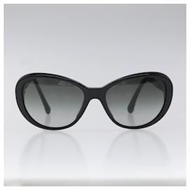 Chanel-CHANEL Tweed Sunglasses Plastic Black CC Auth bs22164-Black