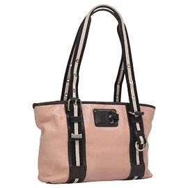 Bolsa Tote BALLY de couro rosa marrom escuro prata Auth bs22247 Prata Rosa Castanho escuro