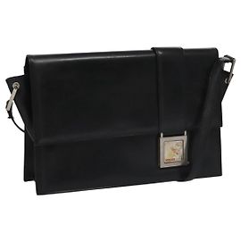 Borsa a spalla in pelle nera VERSACE Auth bs22448 Nero