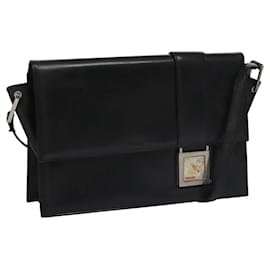 VERSACE Schultertasche aus schwarzem Leder Auth bs22448 Schwarz