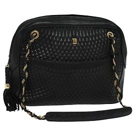 Borsa a spalla BALLY in pelle nera Auth BA240 Nero