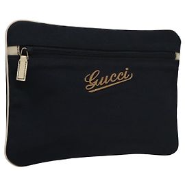 Pochette GUCCI Nylon Navy Silver Auth bs22200 Argenté Bleu Marine