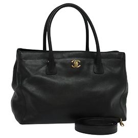 CHANEL Sac Tote Exécutif Sac en Cuir Caviar Noir Or CC Auth bs22257 Noir Doré