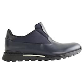Berluti-Leather sneakers-Navy blue