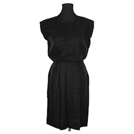 Saint Laurent-Black linen dress-Black