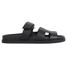 Hermès-HERMES Sandals T.EU 41.5 Leather-Black