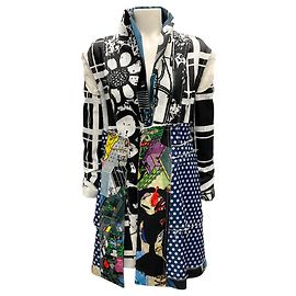 Comme des Garcons Black / White / Blue Multi Alisa Yoffe 2018 Patchwork Coat Multiple colors