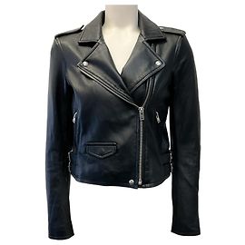 Iro Black Leather Ashville Moto Jacket Black
