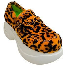 Mocasines de plataforma de pelo de ternera leopardo Marni Brown Castaño