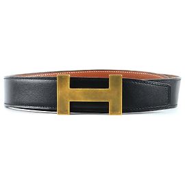 Hermès HERMES Gürtel T.cm 90 Leder Schwarz