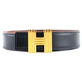 Hermès-HERMES Belts T.cm 75 Leather-Black