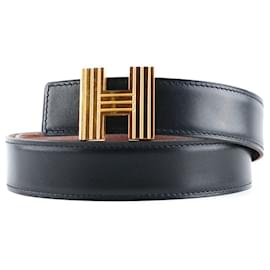 Hermès-HERMES Belts T.cm 75 Leather-Black