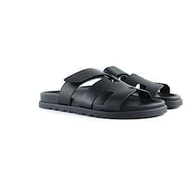 Hermès-HERMES Sandals T.EU 39 Leather-Black