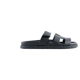 Hermès-HERMES Sandals T.EU 39 Leather-Black
