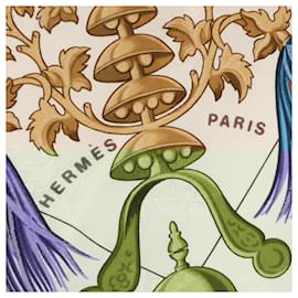 Hermès-Hermès Carré 90 "Plumes et Grelots" 100% Silk Scarf in Beige-Beige