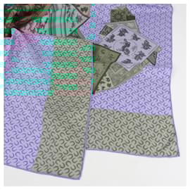 Hermès-Hermès Carré 90 "A Cheval sur mon Carré" 100% Silk Scarf in Blue-Blue
