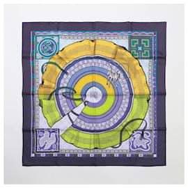 Hermès-Hermès Carré 90 "CENT PLIS DES MIAO" 100% Silk Scarf in Purple-Purple