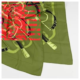 Hermès-Hermès Carré 90 " Eperon d'or" 100% Silk Scarf in Red-Red