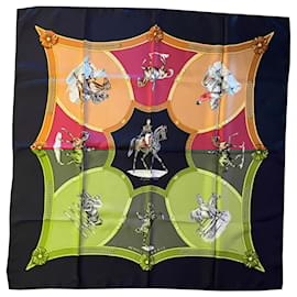 Hermès-Hermès Carré 90 "ECOLE FRANCAISE D'EQUITATION" 100% Silk Scarf in Red x Black-Red