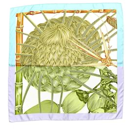 Hermès-Hermès Carré 90 "Jardin Creole" 100% Silk Scarf in Blue x Green-Blue