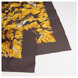 Hermès-Hermès Carré 90 "L'Arbre de Soie" 100% Silk Scarf in Brown x Gold-Brown