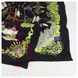 Hermès-Hermès Carré 90 "VOILES DE LUMIERE" 100% Silk Scarf in Black-Black