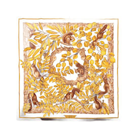 Hermès-Hermès Carré 90 "CASSE NOISETTE" 100% Silk Scarf in Brown-Brown