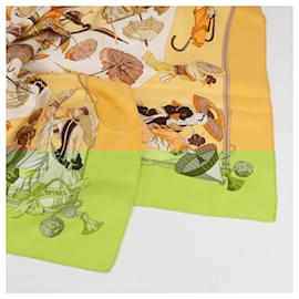 Hermès-Hermès Carré 90 "OMBRELLES ET PARAPLUIES" 100% Silk Scarf in Yellow-Yellow