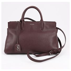Saint Laurent Paris Cabas Rive Gauche Bolsa de Couro 2Vias em Marrom 400413 Marrom