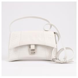 Balenciaga-Balenciaga Downtown Mock Croc Shoulder bag in White 671355-White