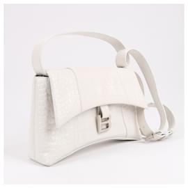 Balenciaga-Balenciaga Downtown Mock Croc Shoulder bag in White 671355-White