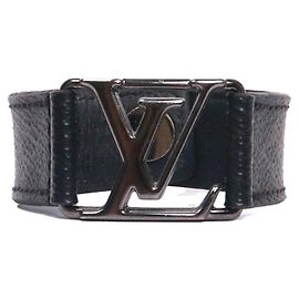 LOUIS VUITTON - Bracelet Slim LV Louis Vuitton en toile Monogram Eclipse (T19) Noir