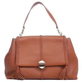 CHLOÉ - Chloé Penelope GM shoulder bag in brown grained leather Brown