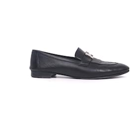 Hermès-HERMES Flats T.EU 40.5 Leather-Black