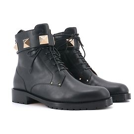 Valentino Garavani VALENTINO - Botines Rockstud de Valentino en cuero negro (T36.5) Negro
