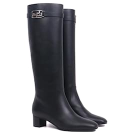 Hermès-HERMES Boots T.EU 37 Leather-Black