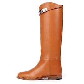 Hermès-HERMES Boots T.EU 34 Leather-Brown