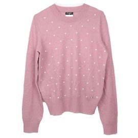 CHANEL - Chanel rosa Mohair Pullover mit Perlen (Größe 44) Pink