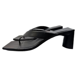 Balenciaga-Balenciaga Black Square Flip Flop Heels 37-Black