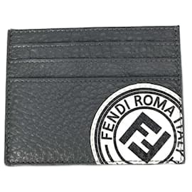 Fendi-Fendi Gray Leather Card Case-Brown